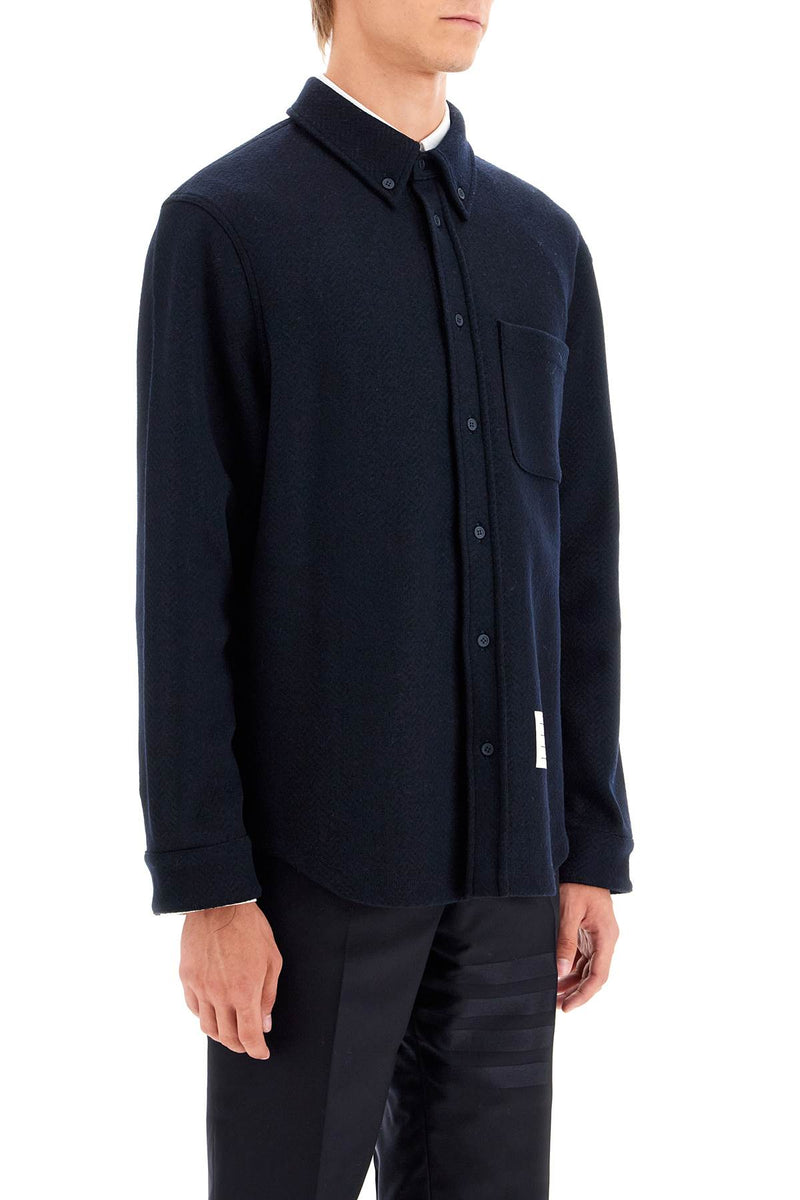 Thom Browne Men's Herringbone Wool Blend Overshirt