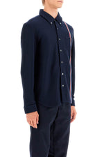 Thom Browne Men's "Button-Down Overshirt In Knit With Tricolor