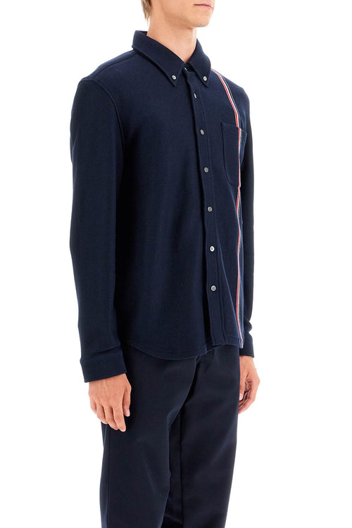 Thom Browne Men's "Button-Down Overshirt In Knit With Tricolor