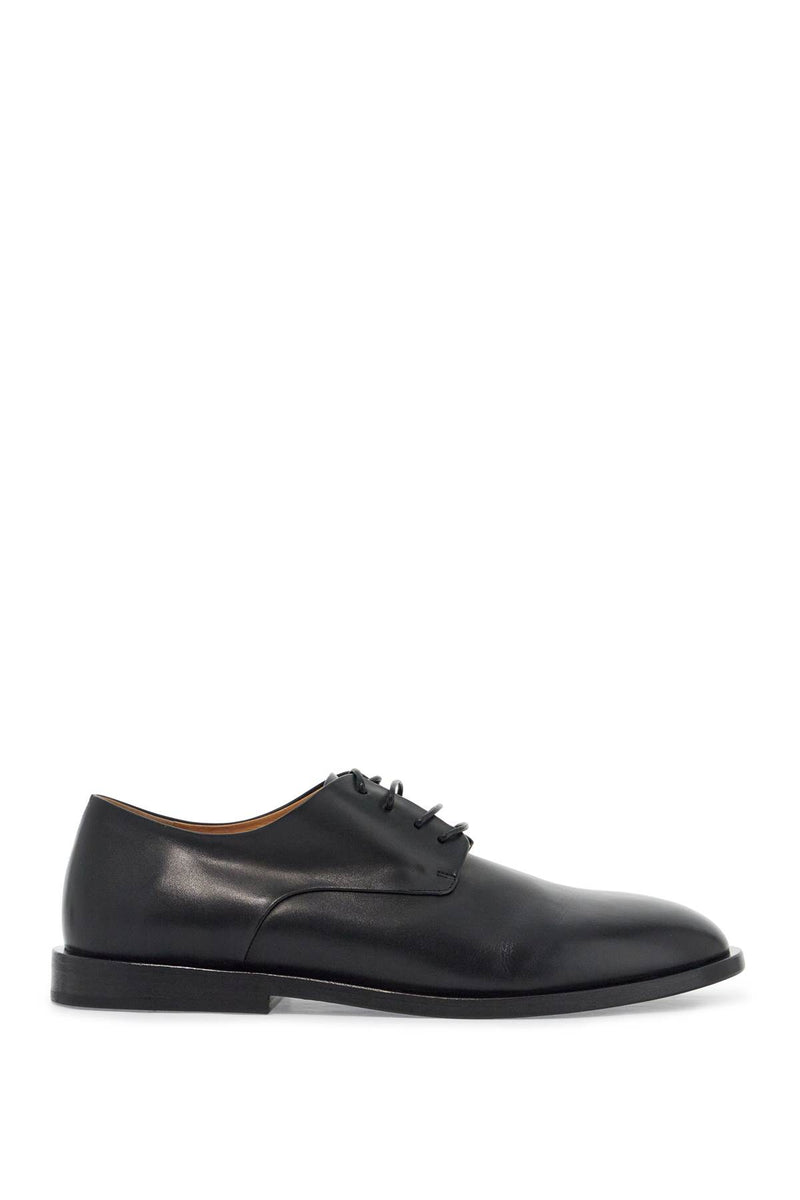 Marsell Men's Black Calf Leather Derby Shoes With Glossy Finish