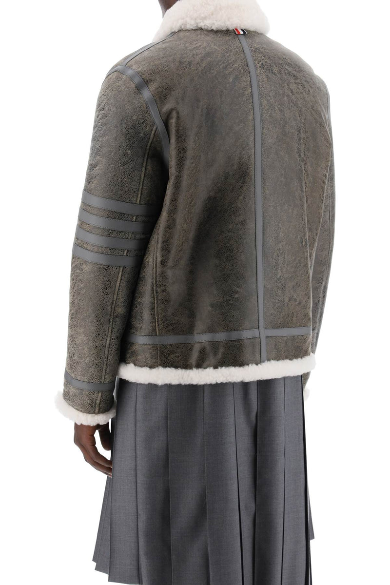 Thom Browne Men's Shearling Cropped Montgomery Jacket