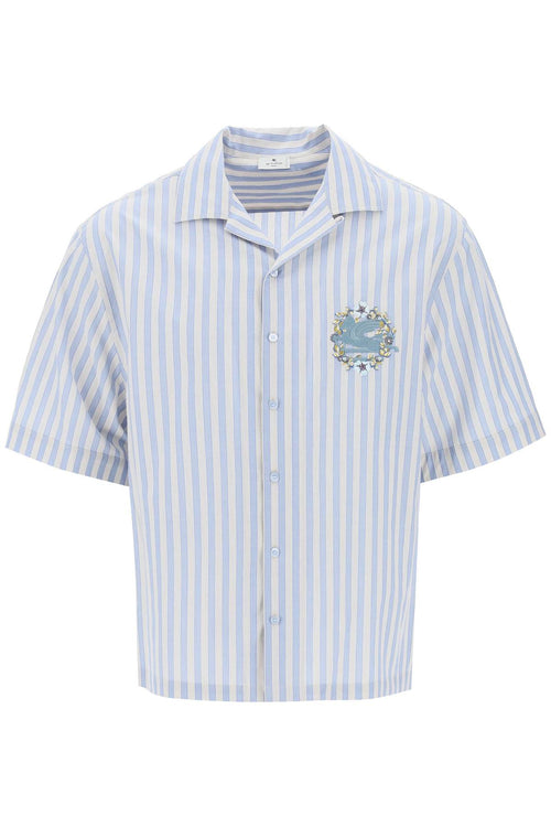 Etro Men's Pegasus Striped Bowling Shirt