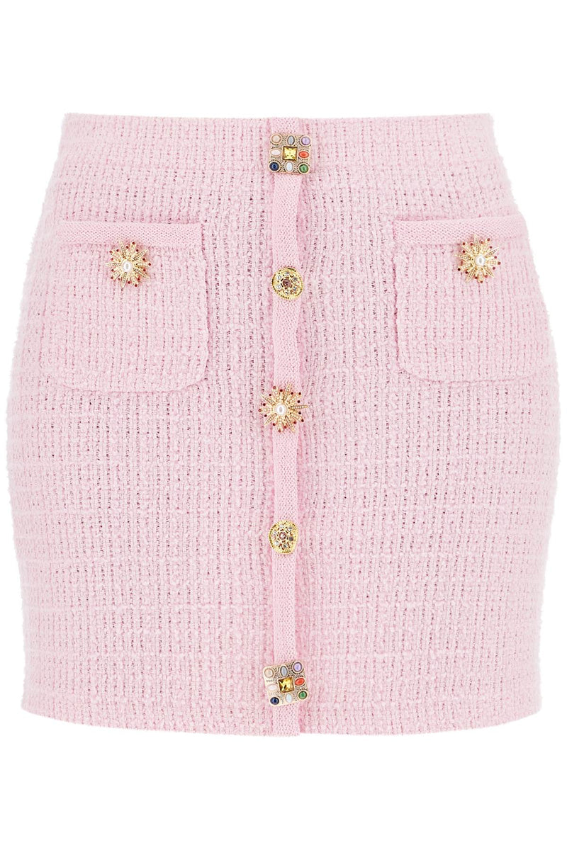 Self Portrait 'Knitted Mini Skirt With Jewel Buttons