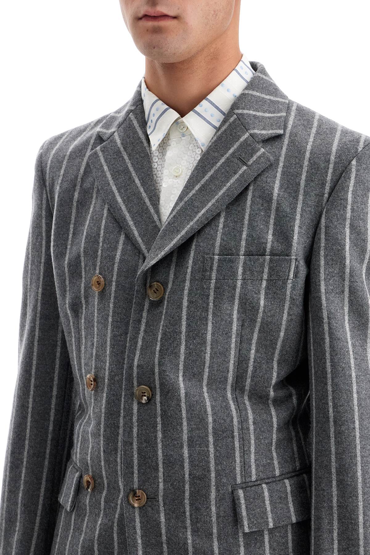 Comme Des Garcons Homme Plus Men's Striped Wool Jacket