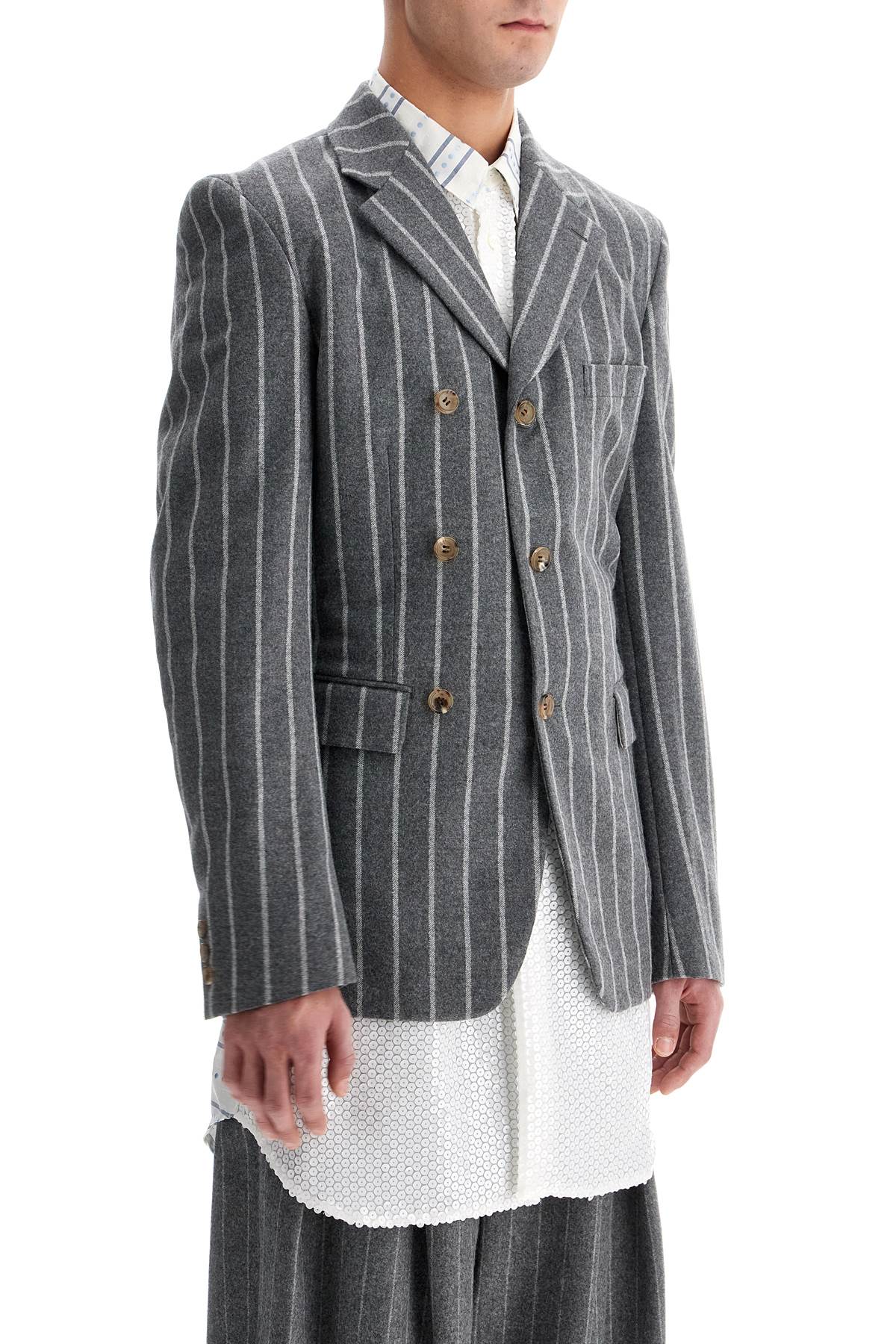 Comme Des Garcons Homme Plus Men's Striped Wool Jacket