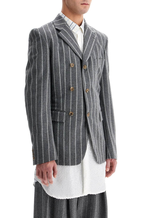 Comme Des Garcons Homme Plus Men's Striped Wool Jacket