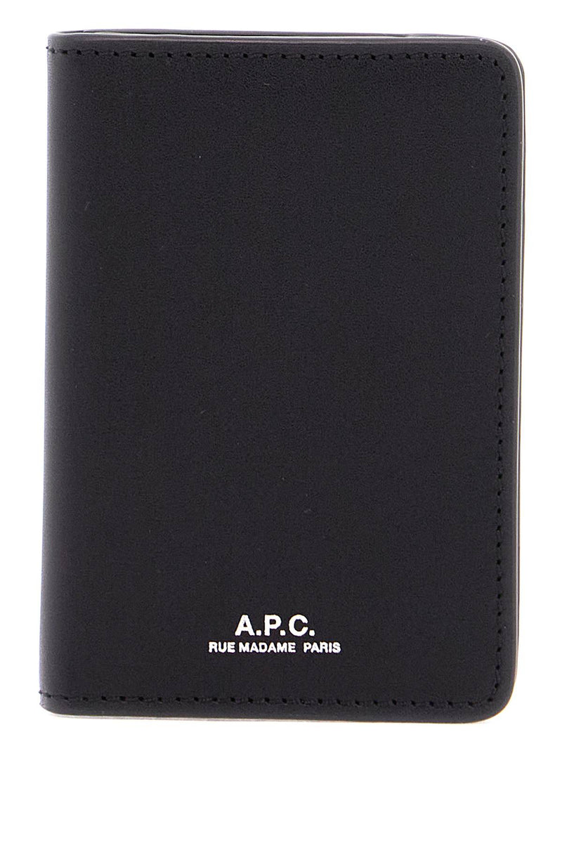 A.P.C. Men's Minimalist Black Calfskin Cardholder