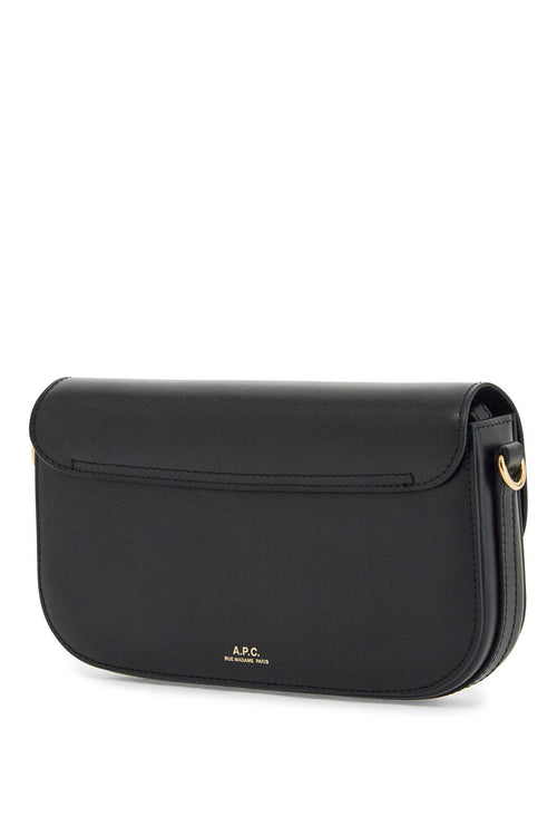 A.P.C. Women's Elegant Black Leather Clutch With Shoulder Strap And Gold Chain