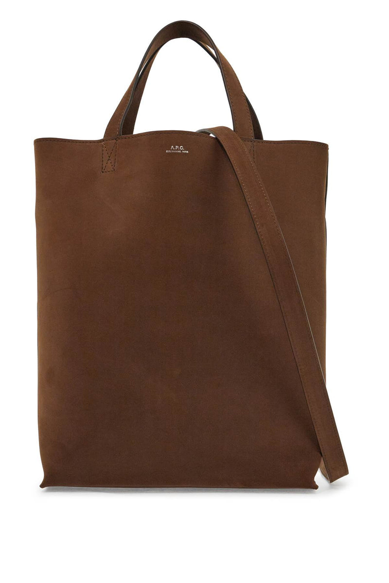 A.P.C. Men's Medium Brown Calfskin Bag With Removable Shoulder Strap Cabas Maiko