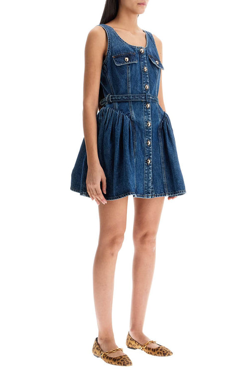 Self Portrait Flared Denim Mini Dress With A