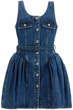 Self Portrait Flared Denim Mini Dress With A