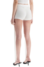 Jean Paul Gaultier Women's White Cotton Shorts With Logo Patch*** Ribbed Fabric*** Above The Knee