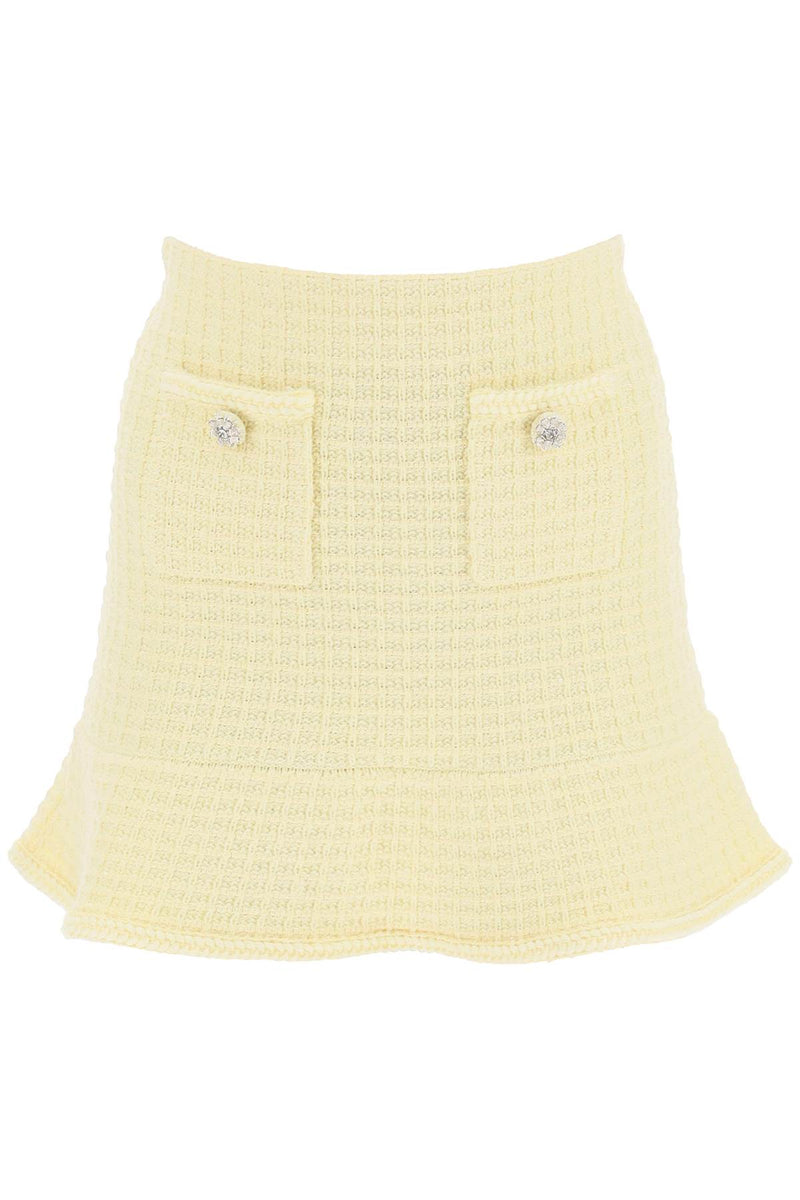 Self Portrait 'Knitted Mini Skirt With Jewel Buttons