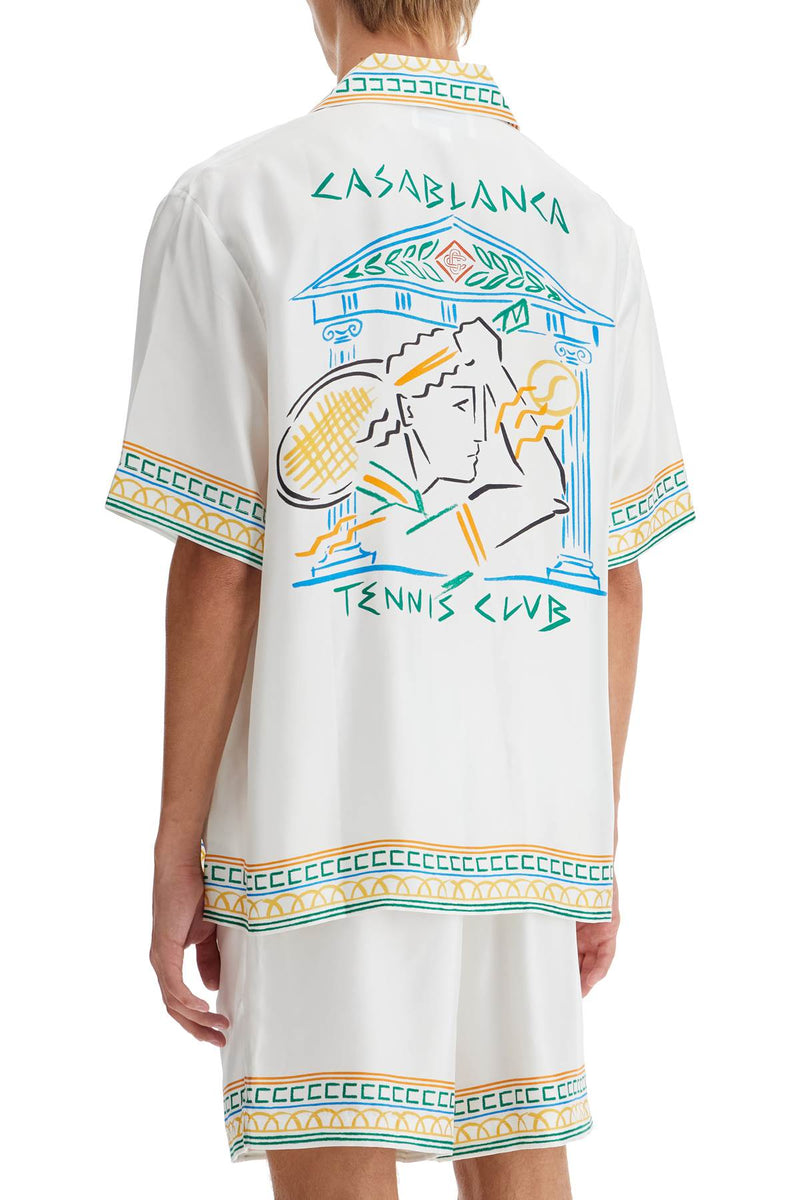 Casablanca Men's Silk Crayon Temple Tennis Club Shirt