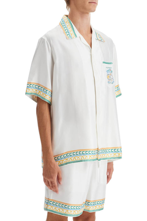 Casablanca Men's Silk Crayon Temple Tennis Club Shirt