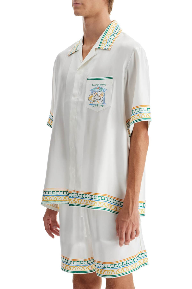 Casablanca Men's Silk Crayon Temple Tennis Club Shirt