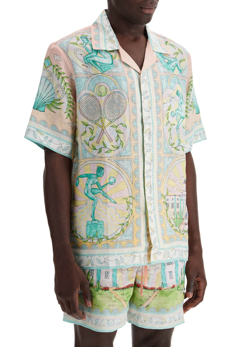 Casablanca Men's Short-Sleeved Linen Shirt For Men