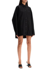 Wardrobe.Nyc Women's Mini Shirt Dress With Button Closure