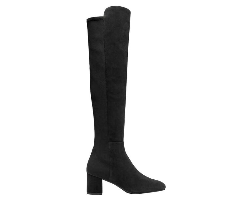 Stuart Weitzman Women's Black Suede With Elastic Back Heel Knee High Boot