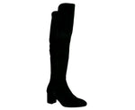 Stuart Weitzman Women's Black Suede With Elastic Back Heel Knee High Boot