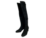 Stuart Weitzman Women's Black Suede With Elastic Back Heel Knee High Boot