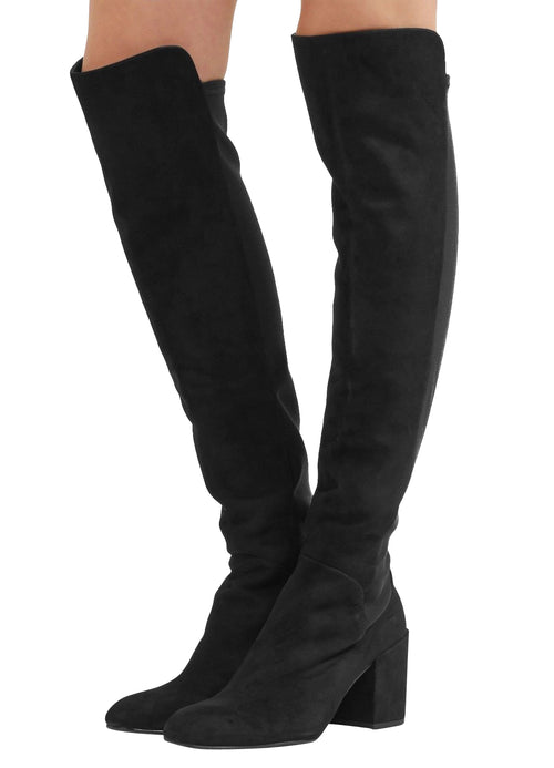 Stuart Weitzman Women's Halftime Stretch-Crepe Black Suede Over-The-Knee Boot