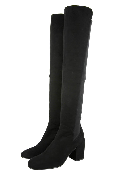 Stuart Weitzman Women's Halftime Stretch-Crepe Black Suede Over-The-Knee Boot