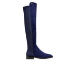 Stuart Weitzman Women's Keelan Dark Blue Suede With Logo Over The Knee Boots