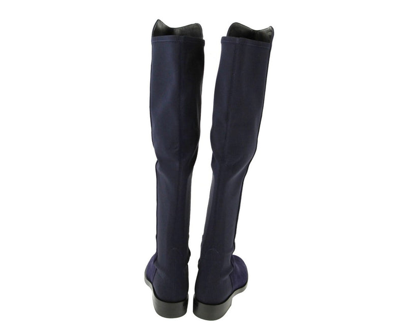 Stuart Weitzman Women's Keelan Dark Blue Suede With Logo Over The Knee Boots