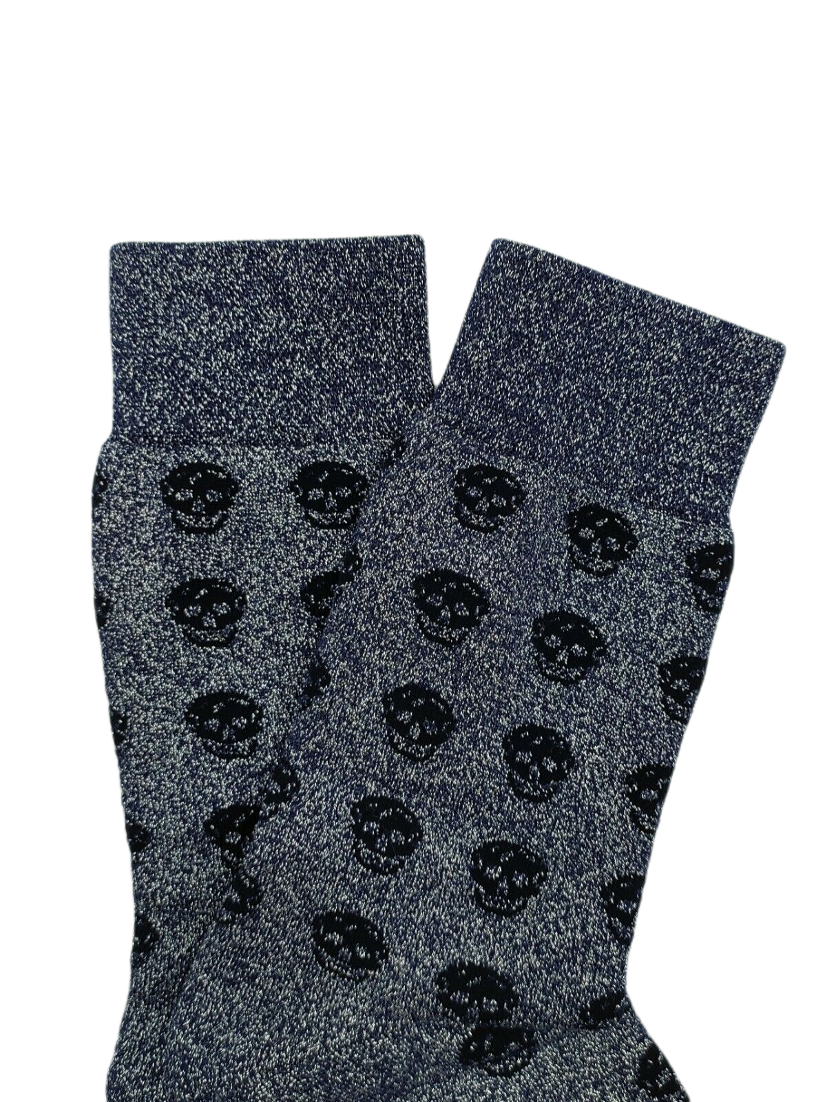 Alexander McQueen Men Mid-Calf Dark Blue Metallic Sport Socks L 572019 4868