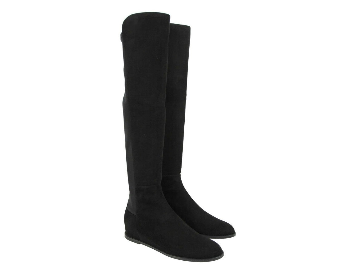 Stuart Weitzman Women s Black Mainline Suede Hidden Wedge Knee High Boot