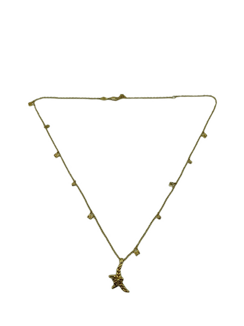 MCM Women's Gold 3D Logo Laurel Charm Pendant Necklace