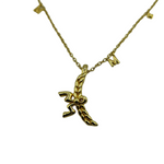 MCM Women's Gold 3D Logo Laurel Charm Pendant Necklace