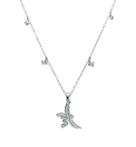 MCM Women's Silver 3D Logo Laurel Charm Pendant Necklace