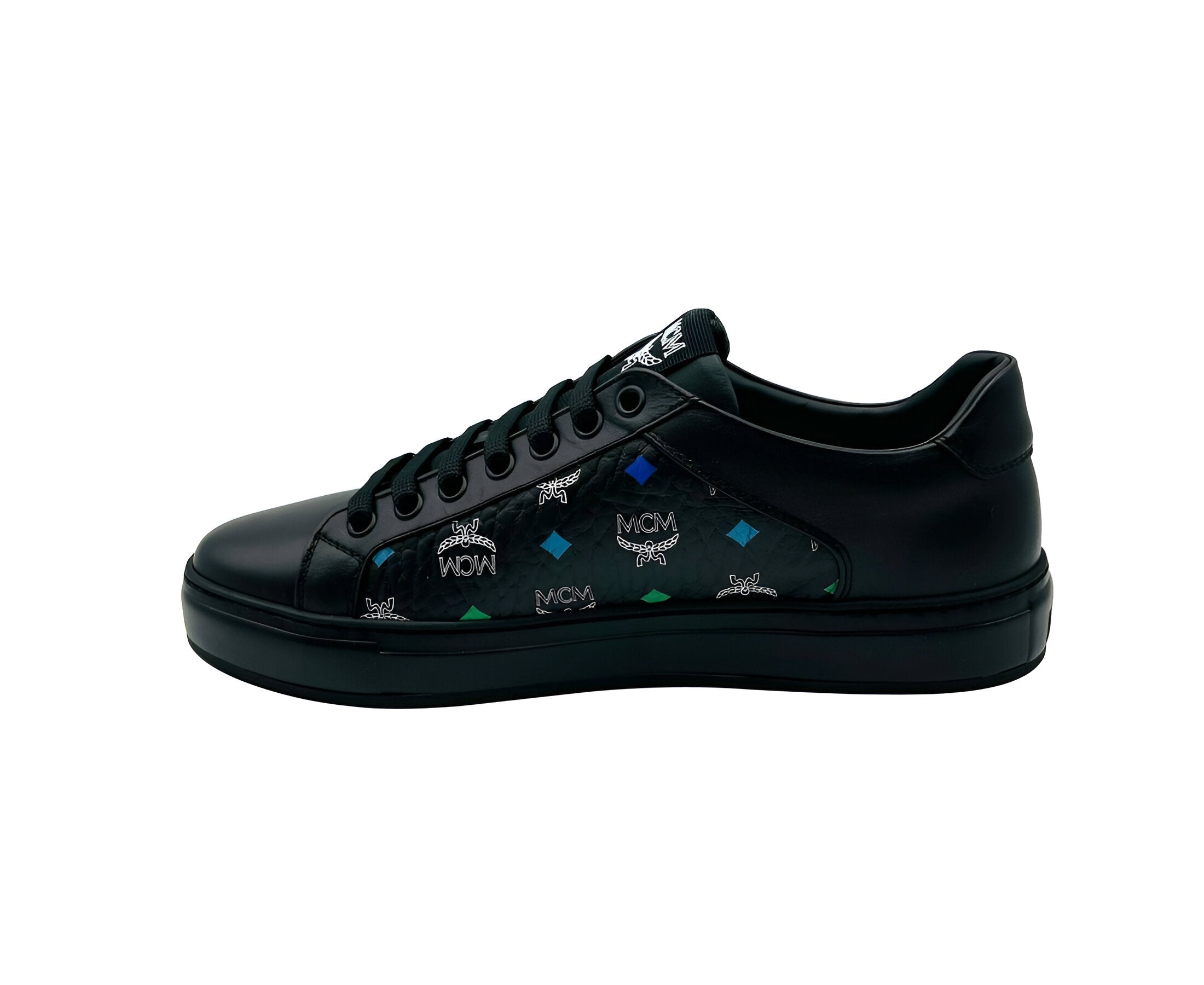 MCM Women's Black Spectrum Diamond Rainbow Logo Visetos Sneakers (37 EU / 7 US)