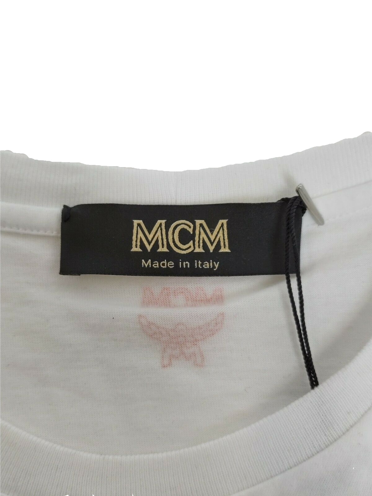 MCM Women's White Cotton T Shirt with Orange Rubber Logo