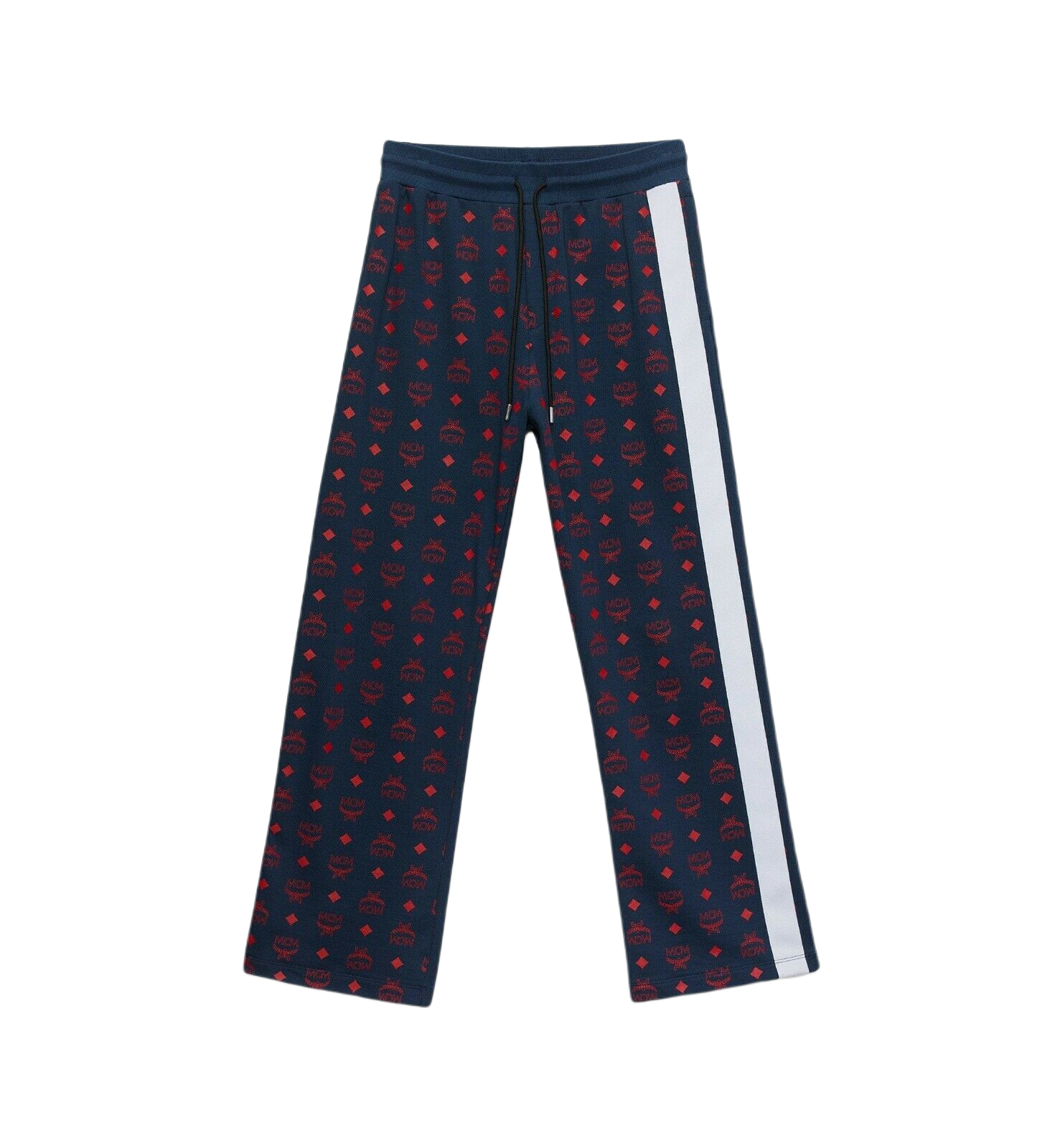 MCM Men's Deep Blue Sea Cotton Monogram and Stripe Sweat Pants