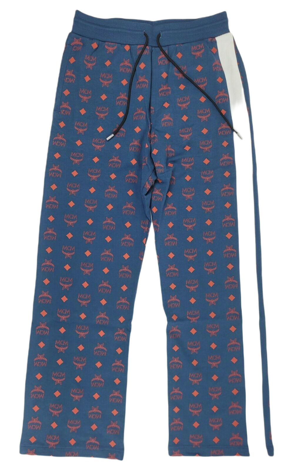 MCM Men's Deep Blue Sea Cotton Monogram and Stripe Sweat Pants