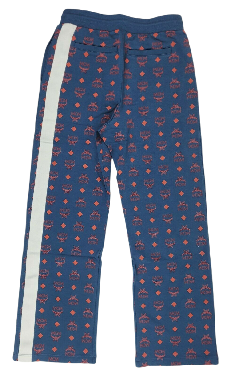 MCM Men's Deep Blue Sea Cotton Monogram and Stripe Sweat Pants