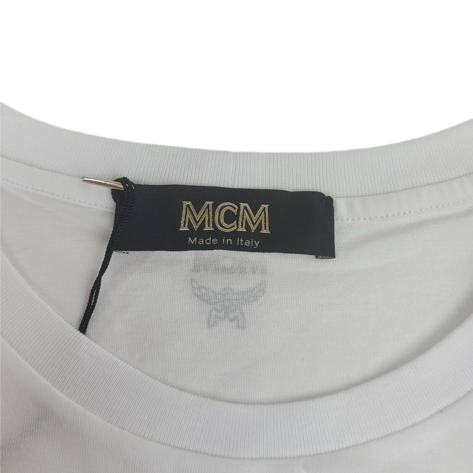 MCM Men's White Cotton Neon Yellow Nylon Pocket Flo T-Shirt MHT9ALC07WT