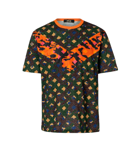 MCM Men's Jungle Green Cotton Camo Lion Chevron-v T Shirt