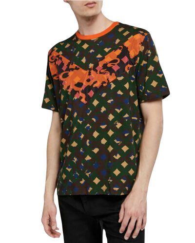 MCM Men's Jungle Green Cotton Camo Lion Chevron-v T Shirt