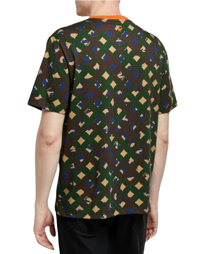 MCM Men's Jungle Green Cotton Camo Lion Chevron-v T Shirt