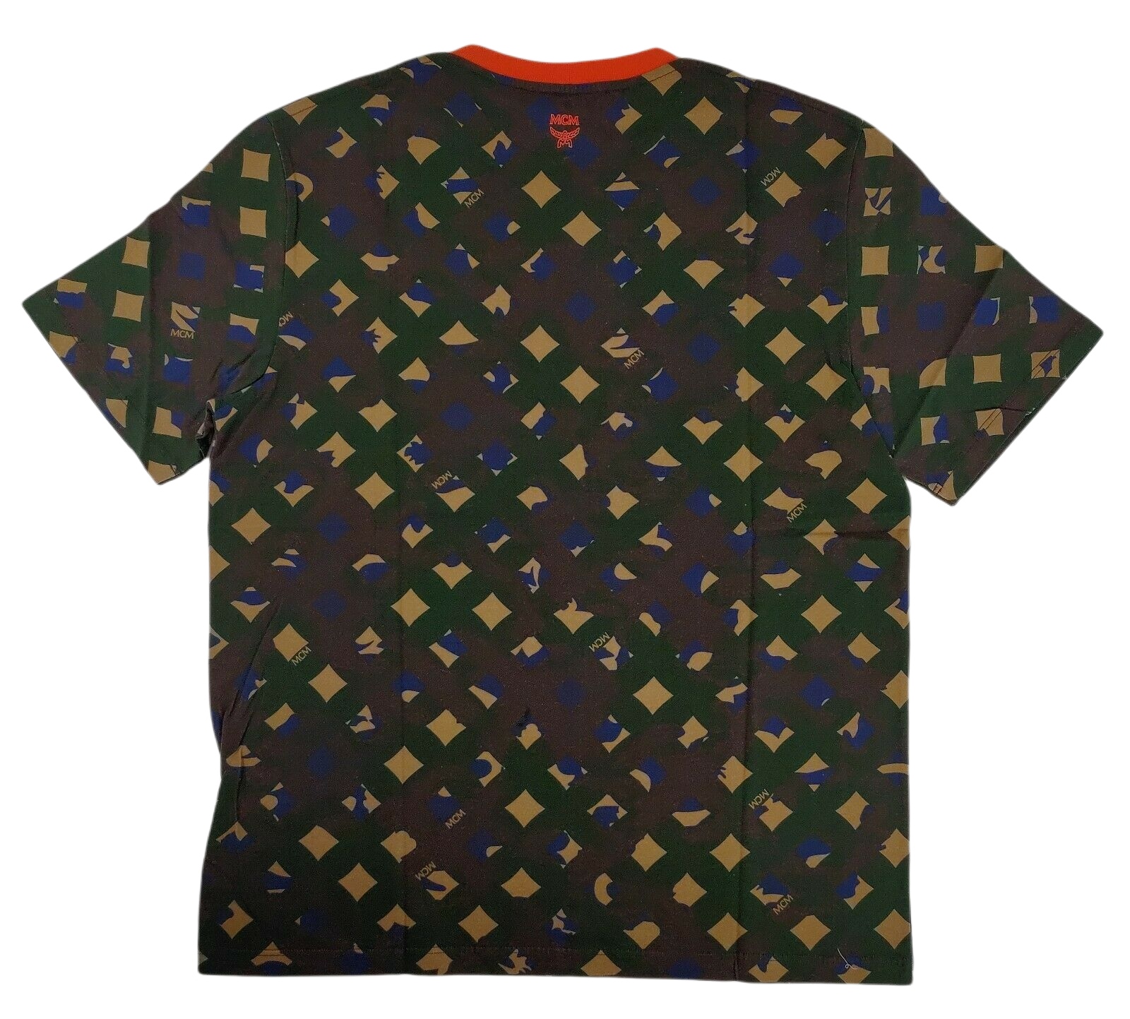 MCM Men's Jungle Green Cotton Camo Lion Chevron-v T Shirt