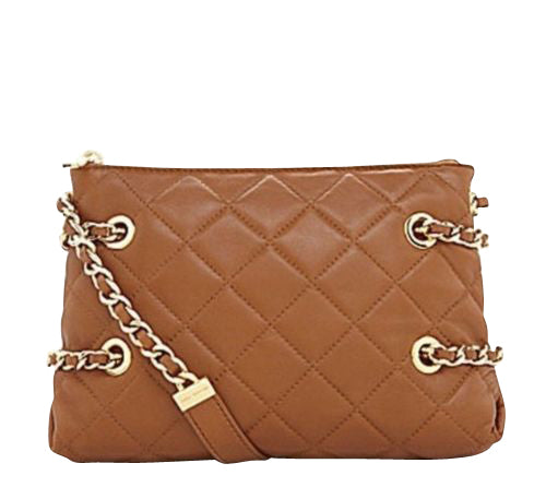 Michael Kors Women's Susannah Brown Leather Messenger Bag With Metal Chain