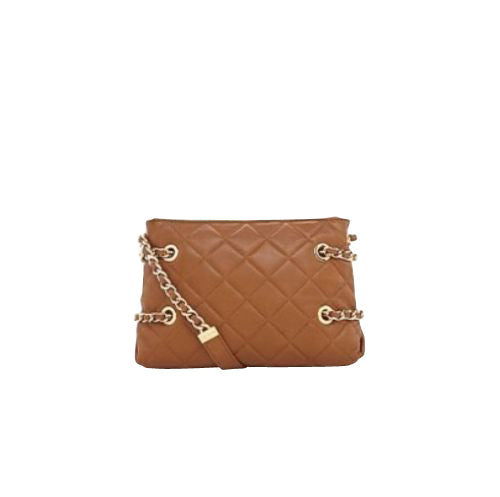 Michael Kors Women's Susannah Brown Leather Messenger Bag With Metal Chain