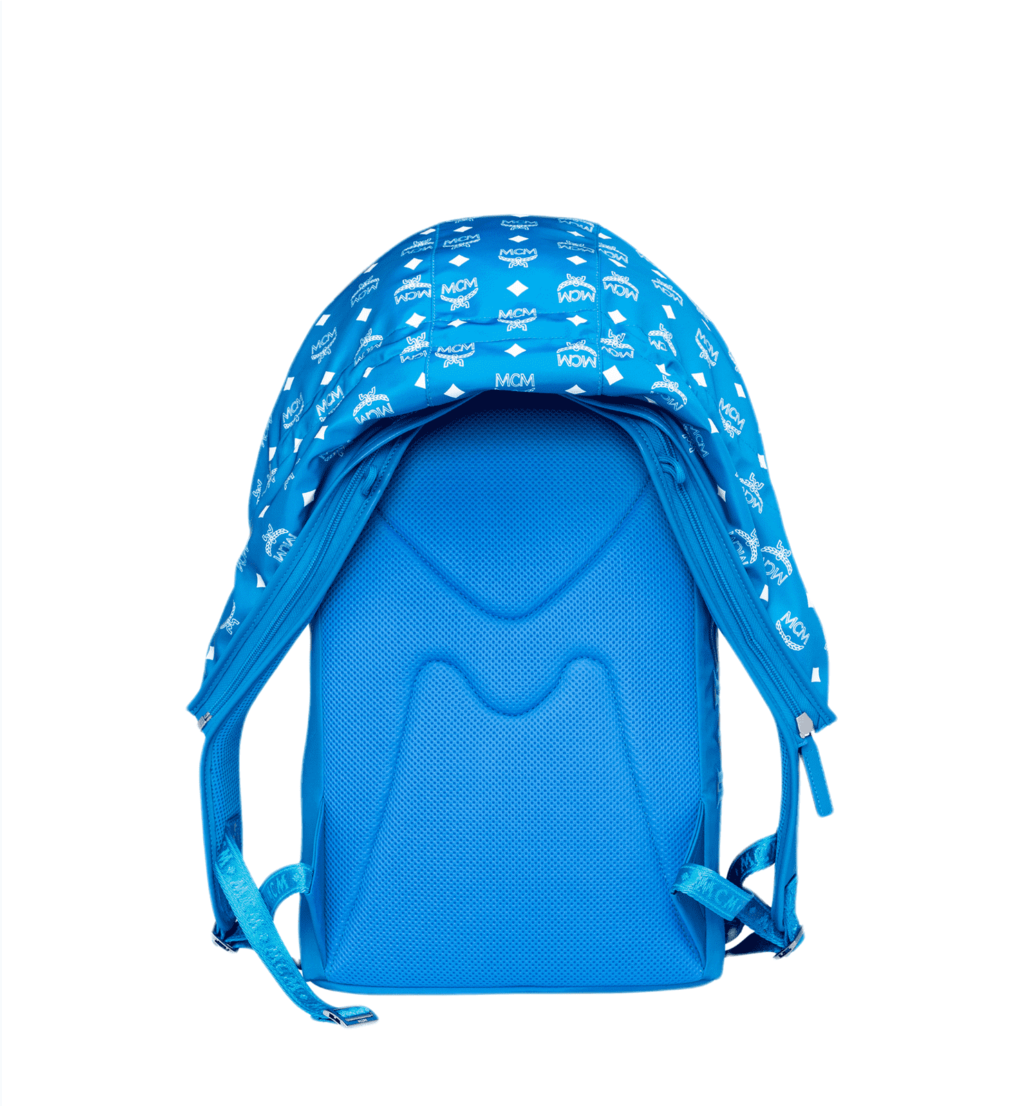 MCM Women s Blue Nylon Luft Hoodie Backpack With Detachable Hood