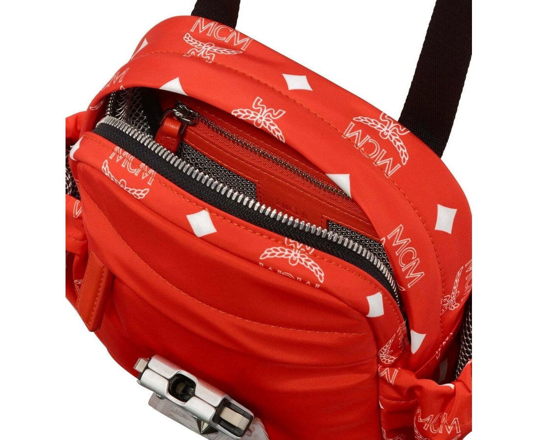 $1450 MCM Unisex Jemison 2-in-1 Flame Red Nylon Medium Backpack  MUK9AJV33O1001