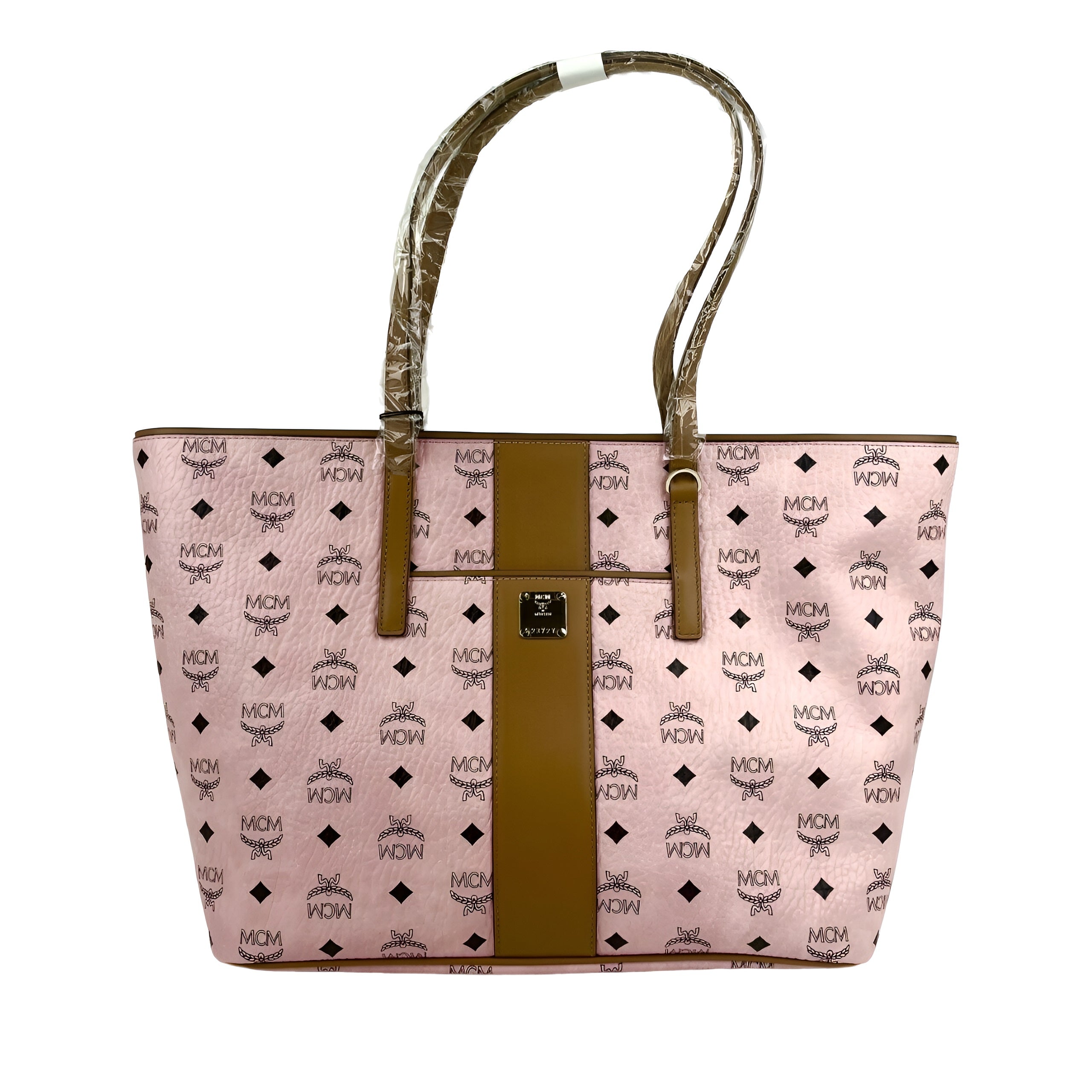 MCM Women's Anya Pink Monogram Visetos Canvas Medium Shopper Tote MWPBAFO01PZ001