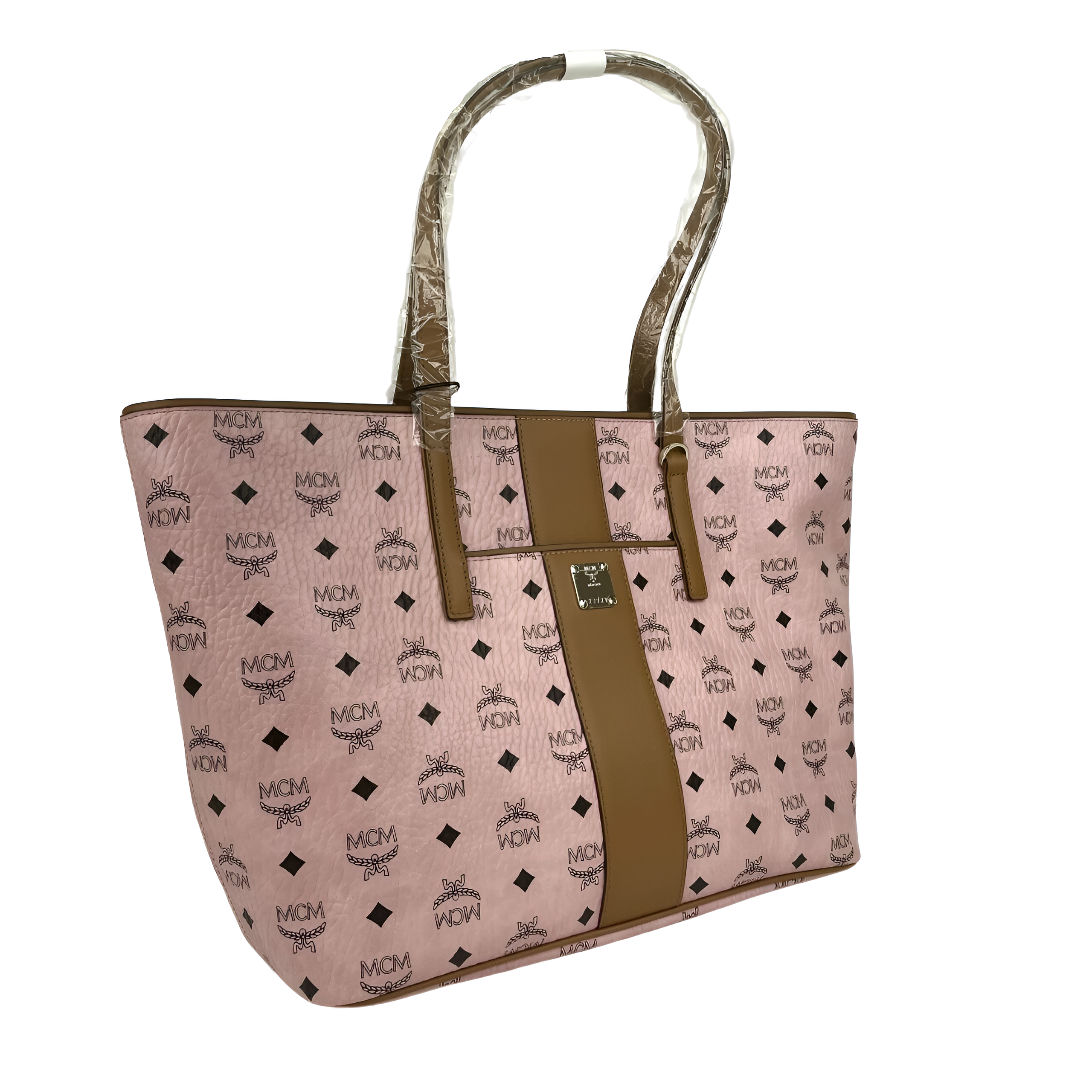 MCM Women's Anya Pink Monogram Visetos Canvas Medium Shopper Tote MWPBAFO01PZ001